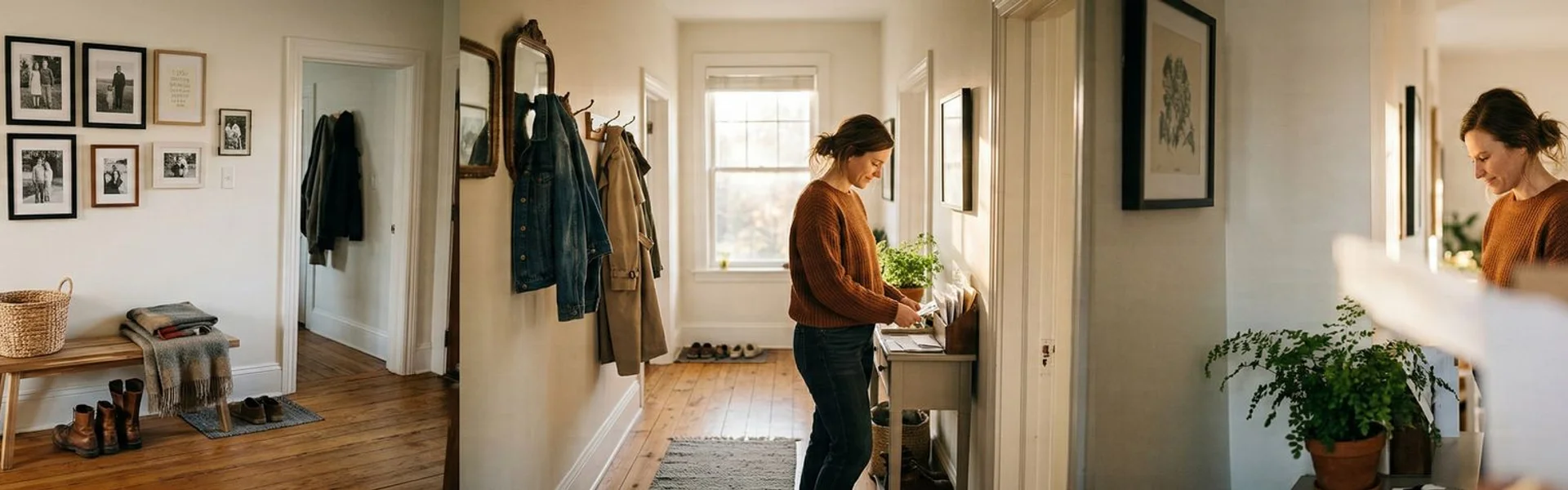 Clean and organized home hallway
