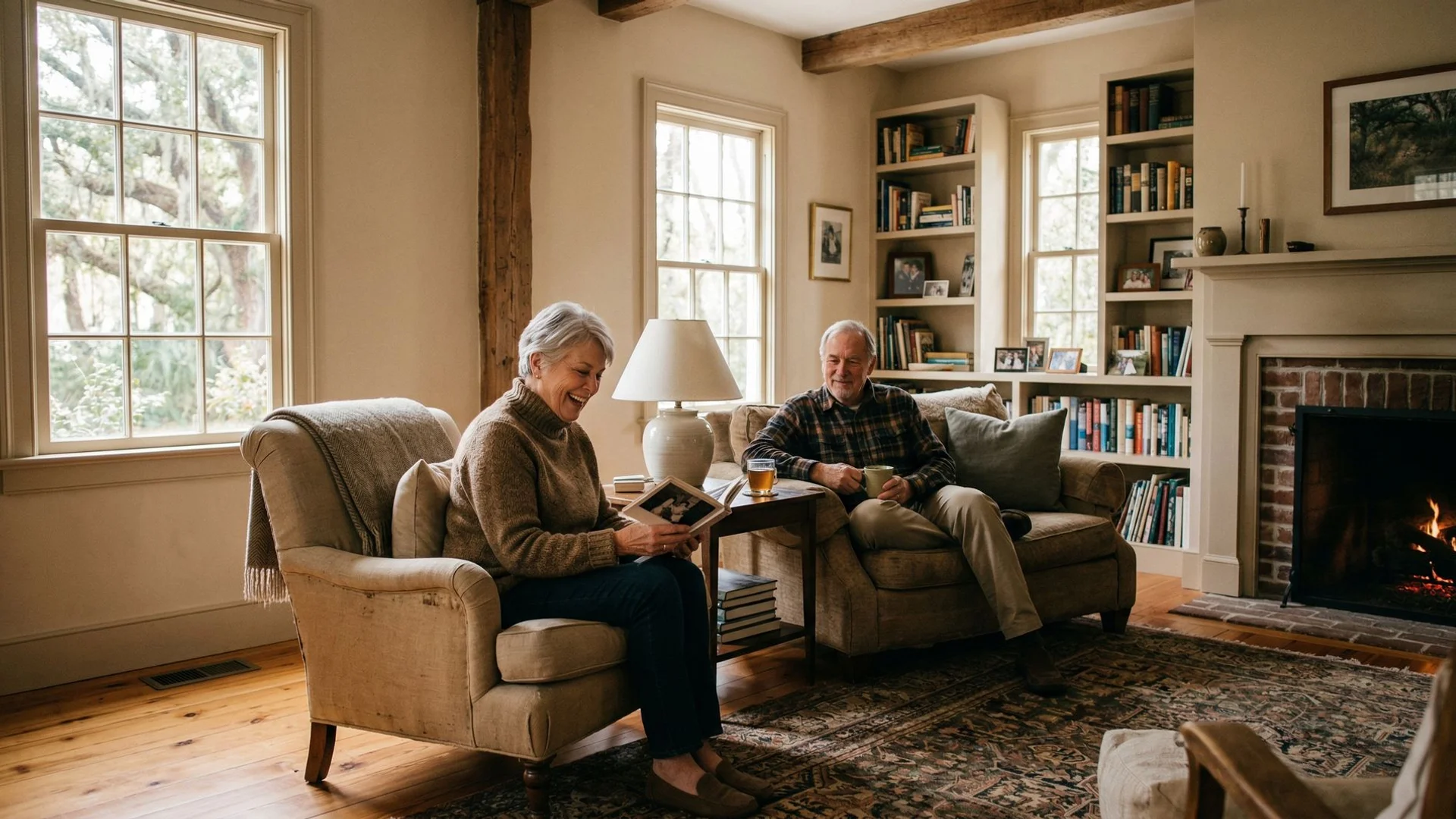 Restored living room in a Summerville home